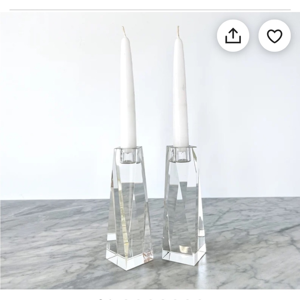 Oleg Cassini Rare Crystal candlestick holders. Set of 2